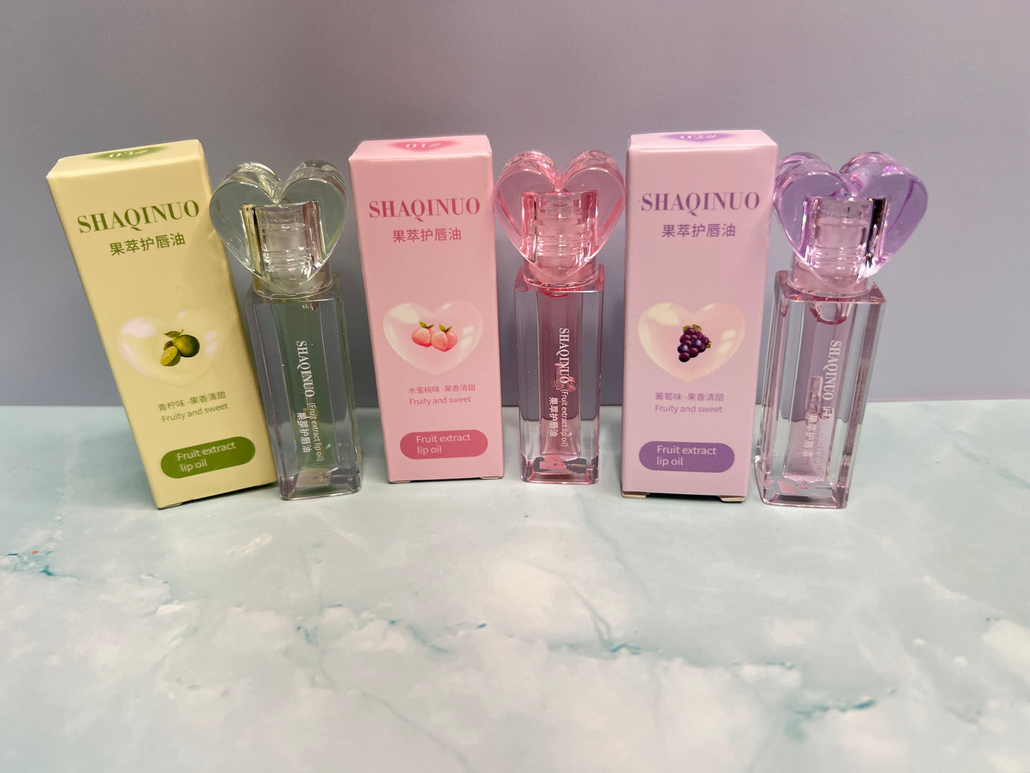 Three flavor heart shape lipgloss