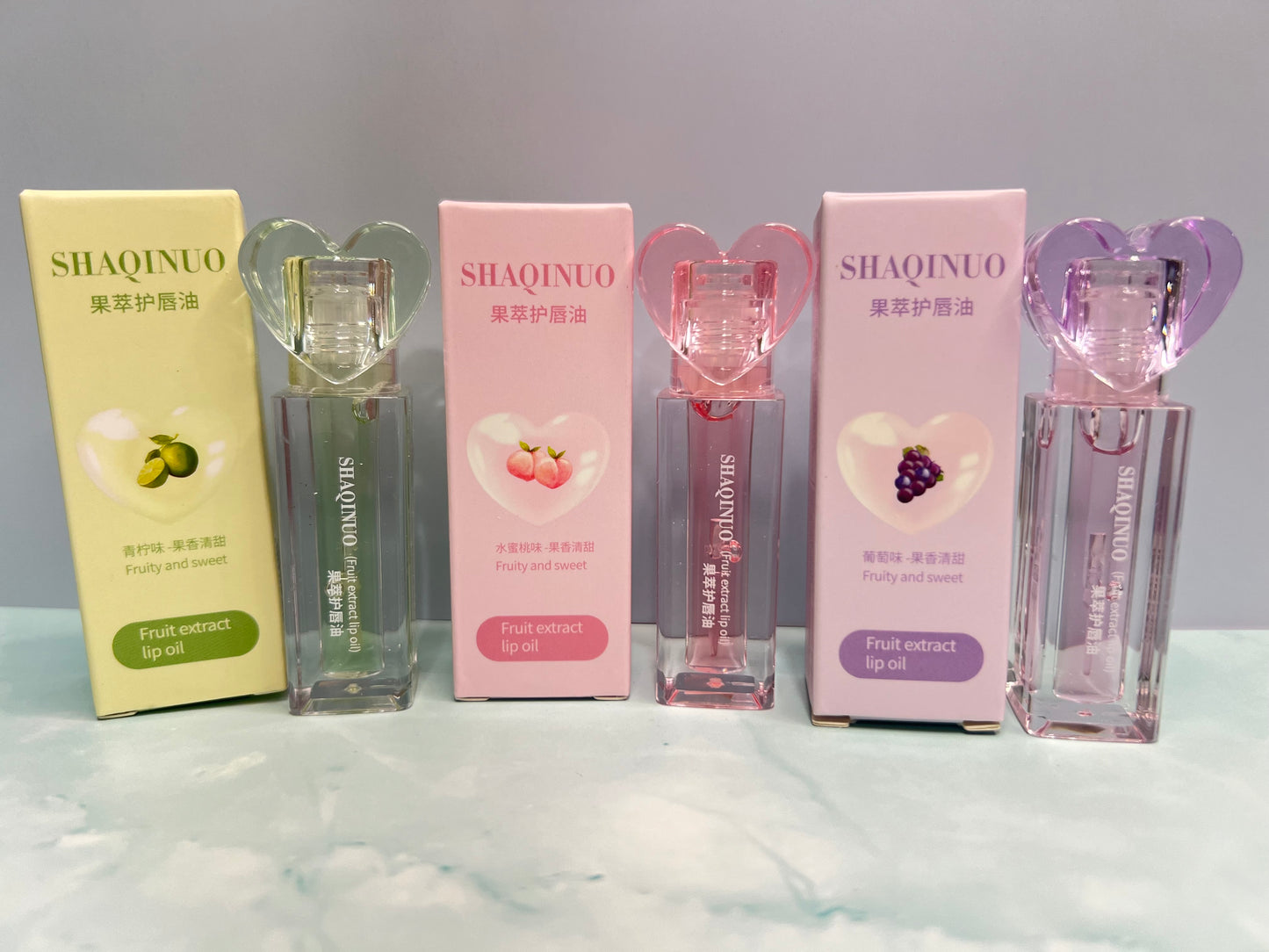 Three flavor heart shape lipgloss